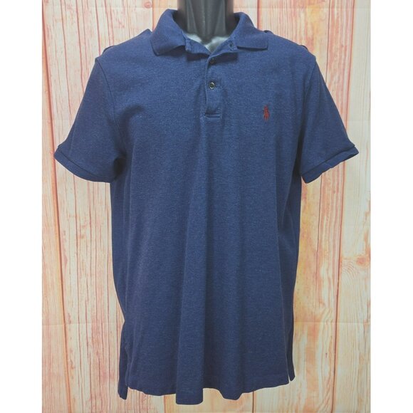 Polo Ralph Lauren Mens Navy Polo Shirt Medium Pima Stretch Mesh - Picture 1 of 8